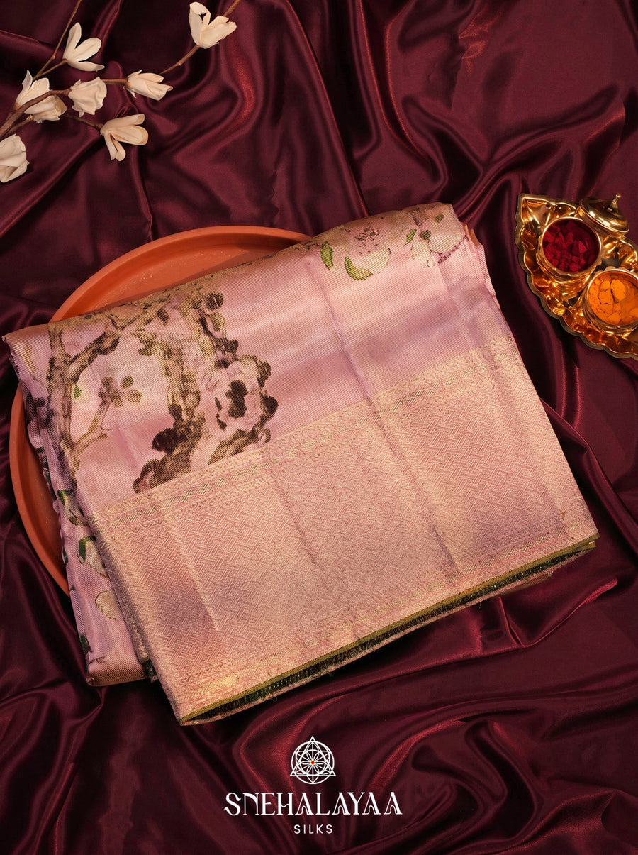 Rose Pink Kanjivaram Silk Saree