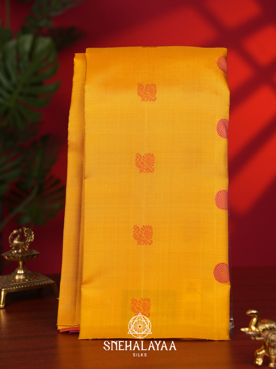Mango Yellow Kanjivaram Silk Saree