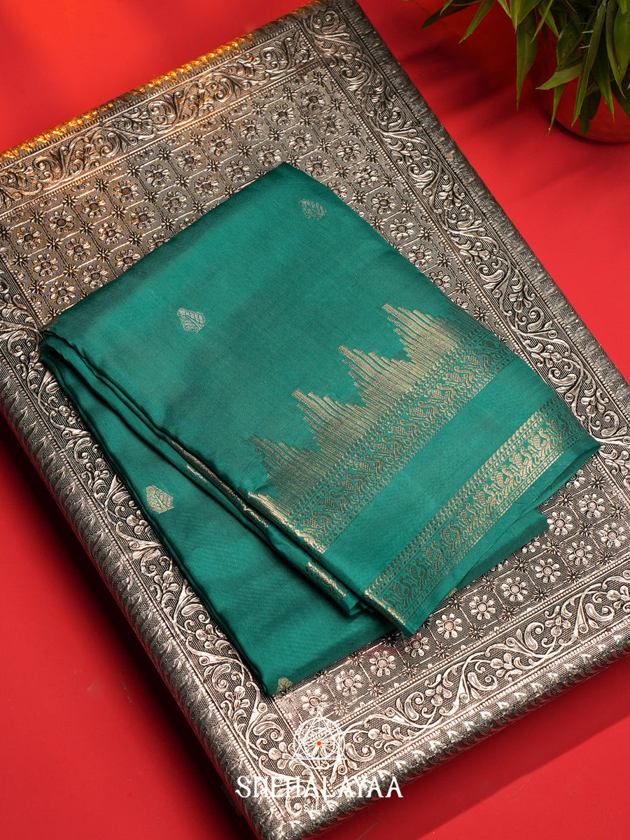 Teal Banarasi Saree