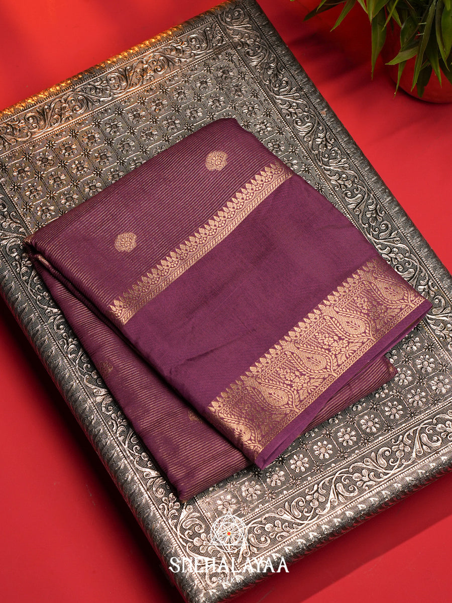Plum Purple Banarasi Saree
