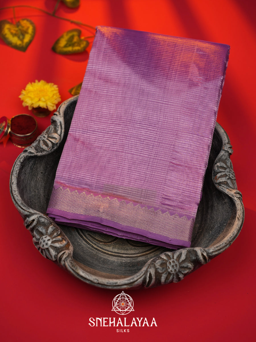Orchid Purple Mangalagiri Silk Cotton Saree with Printed Blouse