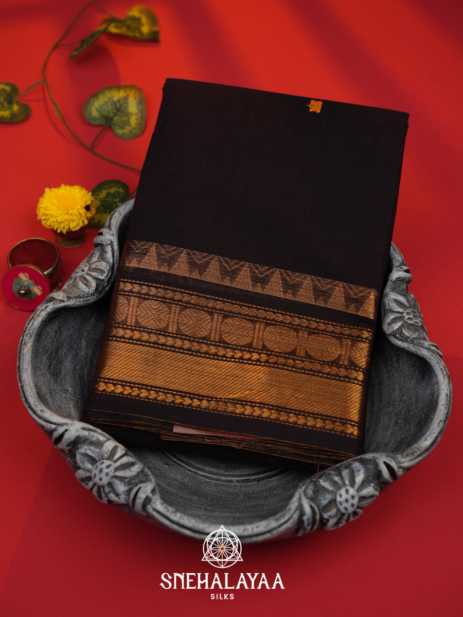Black Kanchi Cotton Saree