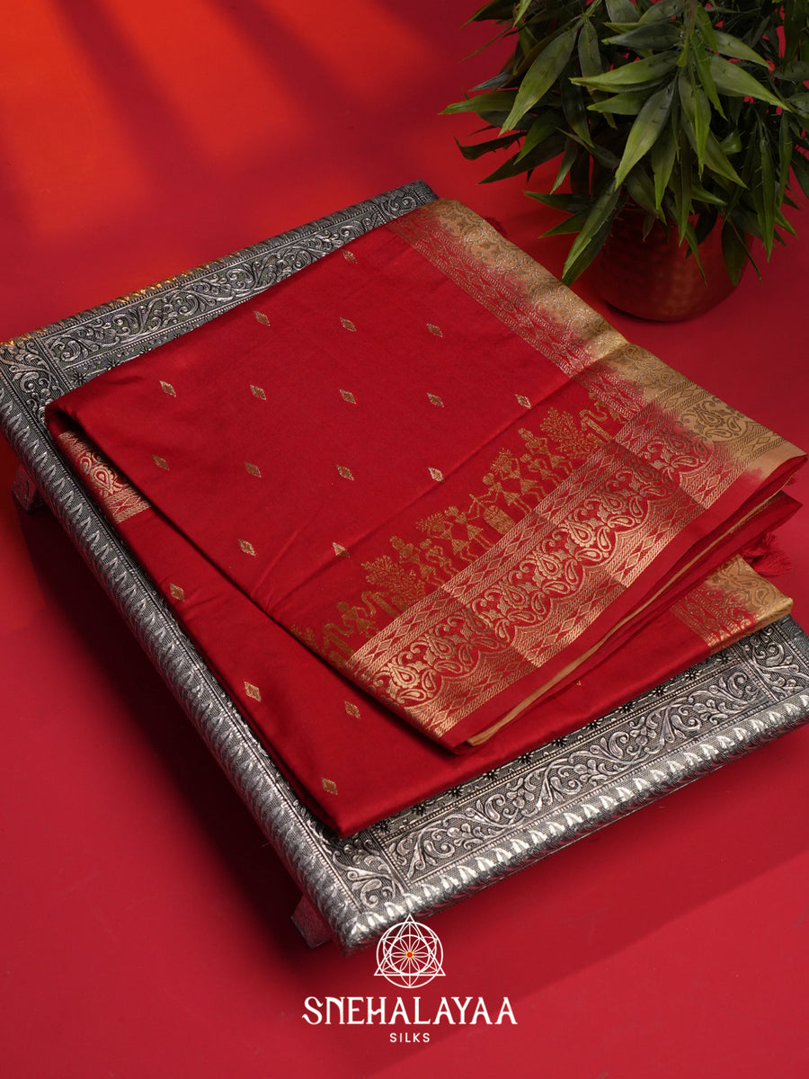 Red Raw Silk Saree