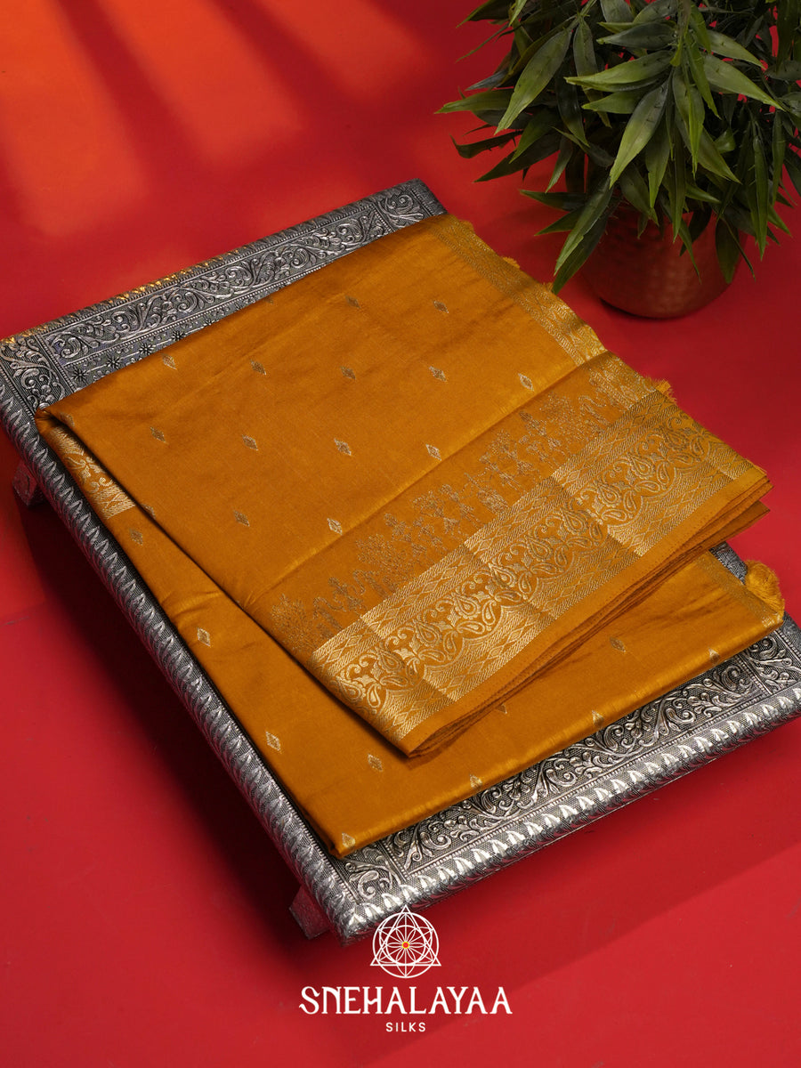 Yellow Raw Silk Saree