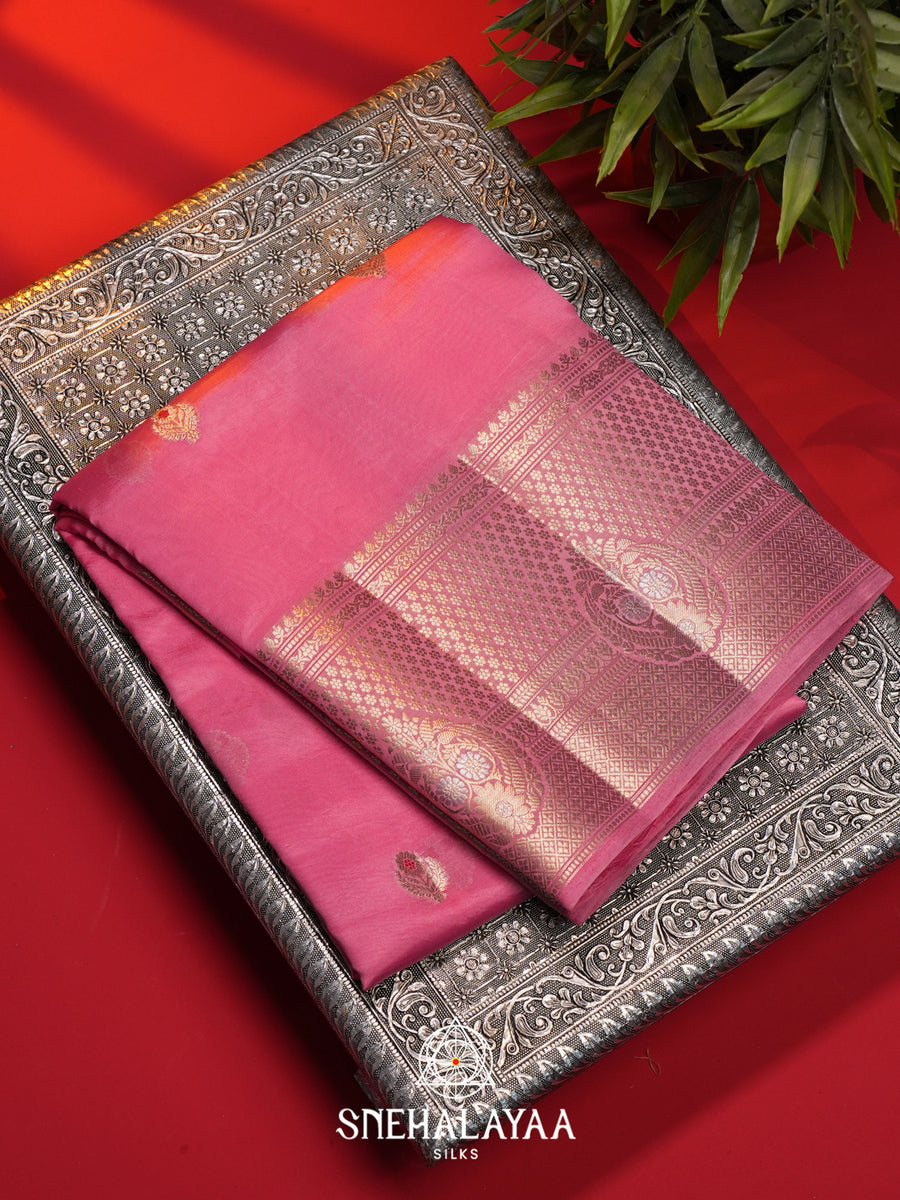 Pink Dupion Silk Saree