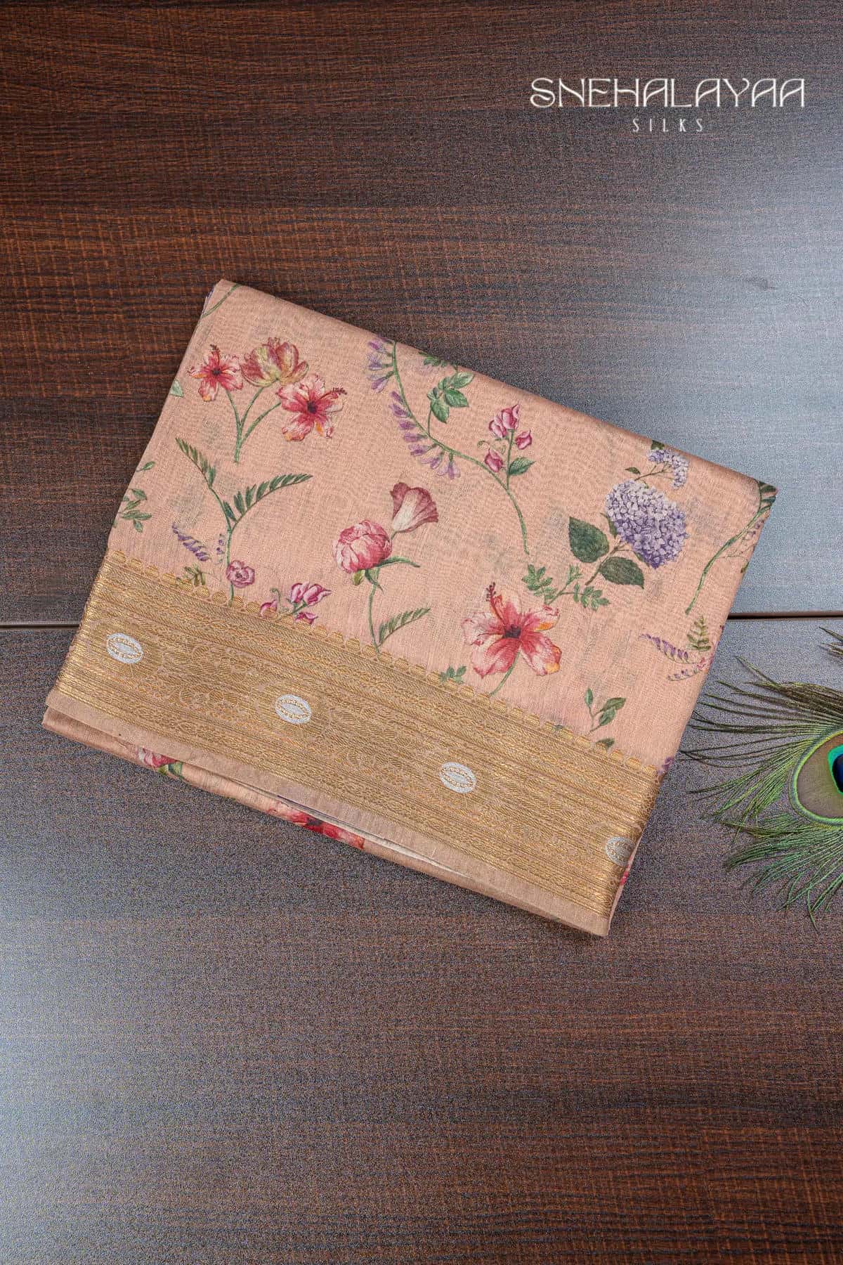 Peach Chanderi Saree-SPS10160