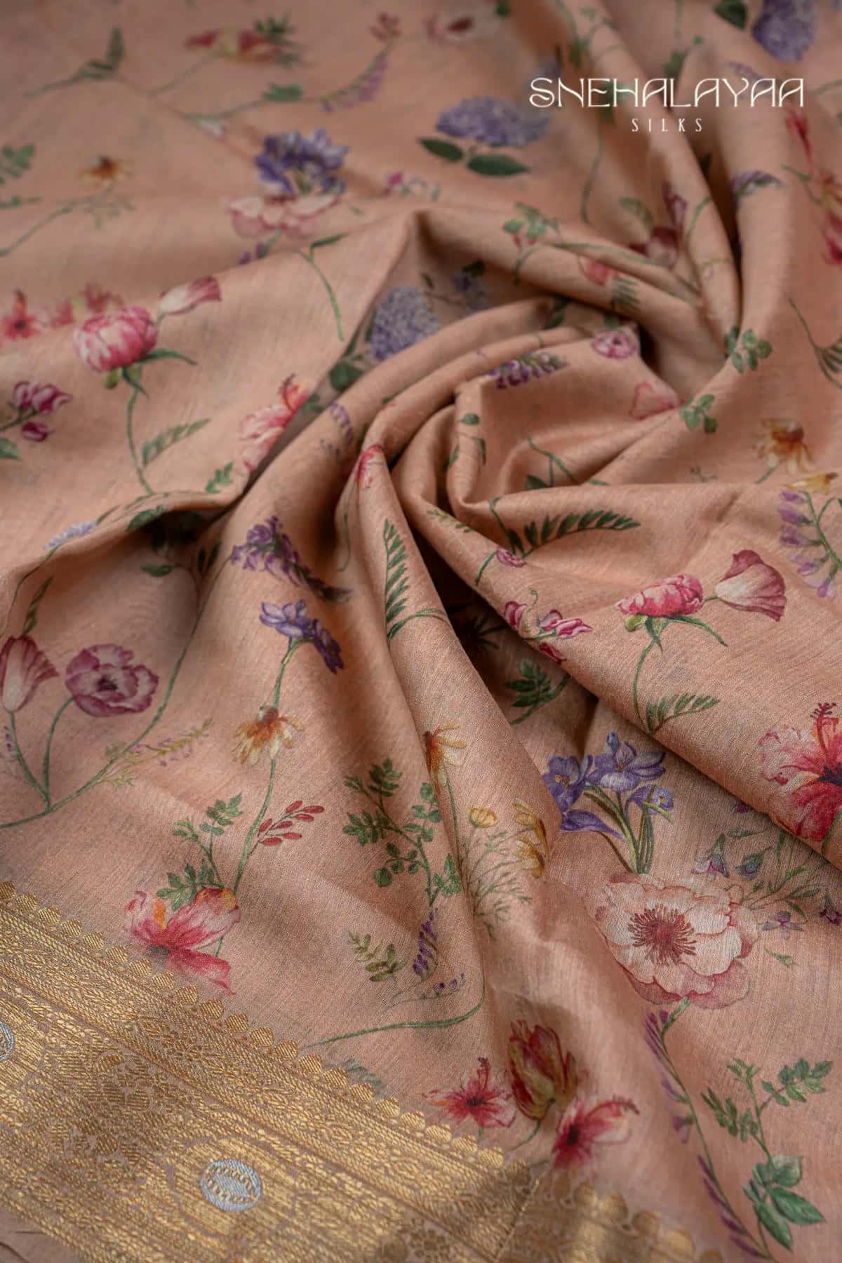 Peach Chanderi Saree-SPS10160