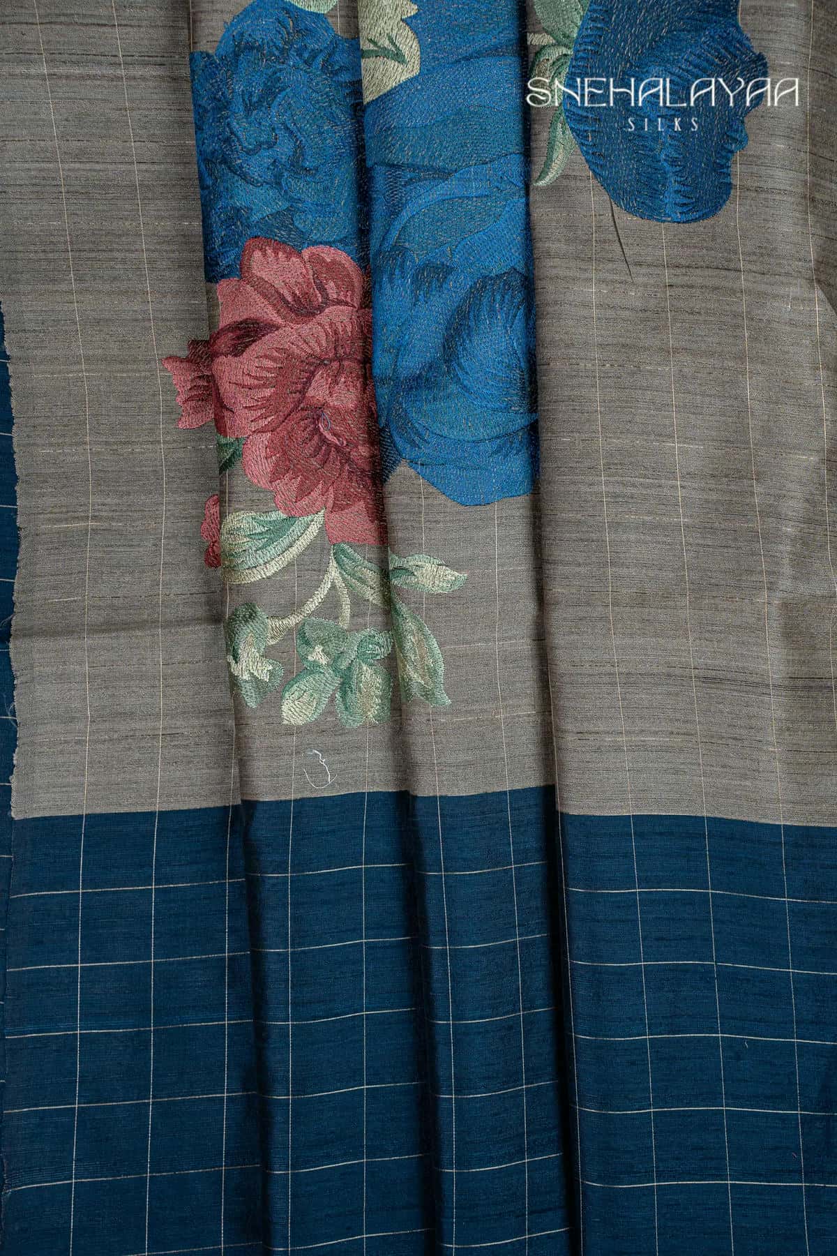 Grey Tussar Saree-SPS10205