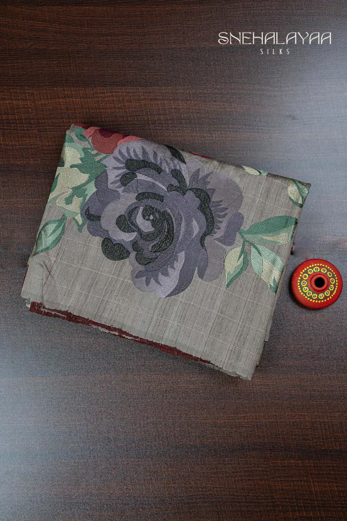 Grey Tussar Saree-SPS10206