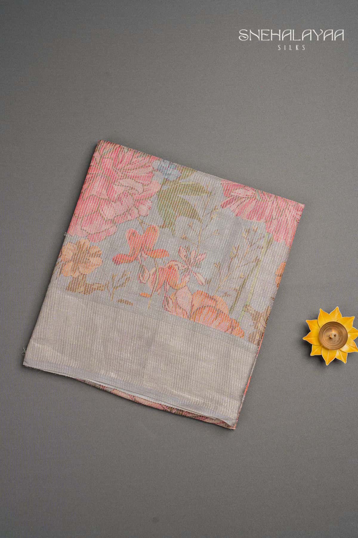 Grey Banaras Tussar Saree-SPS14674