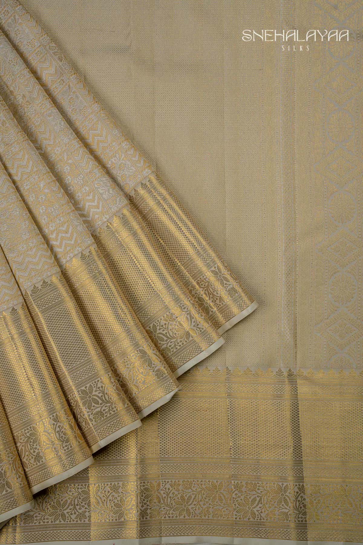 Cream Kancheevaram Silk Saree -SPS15510