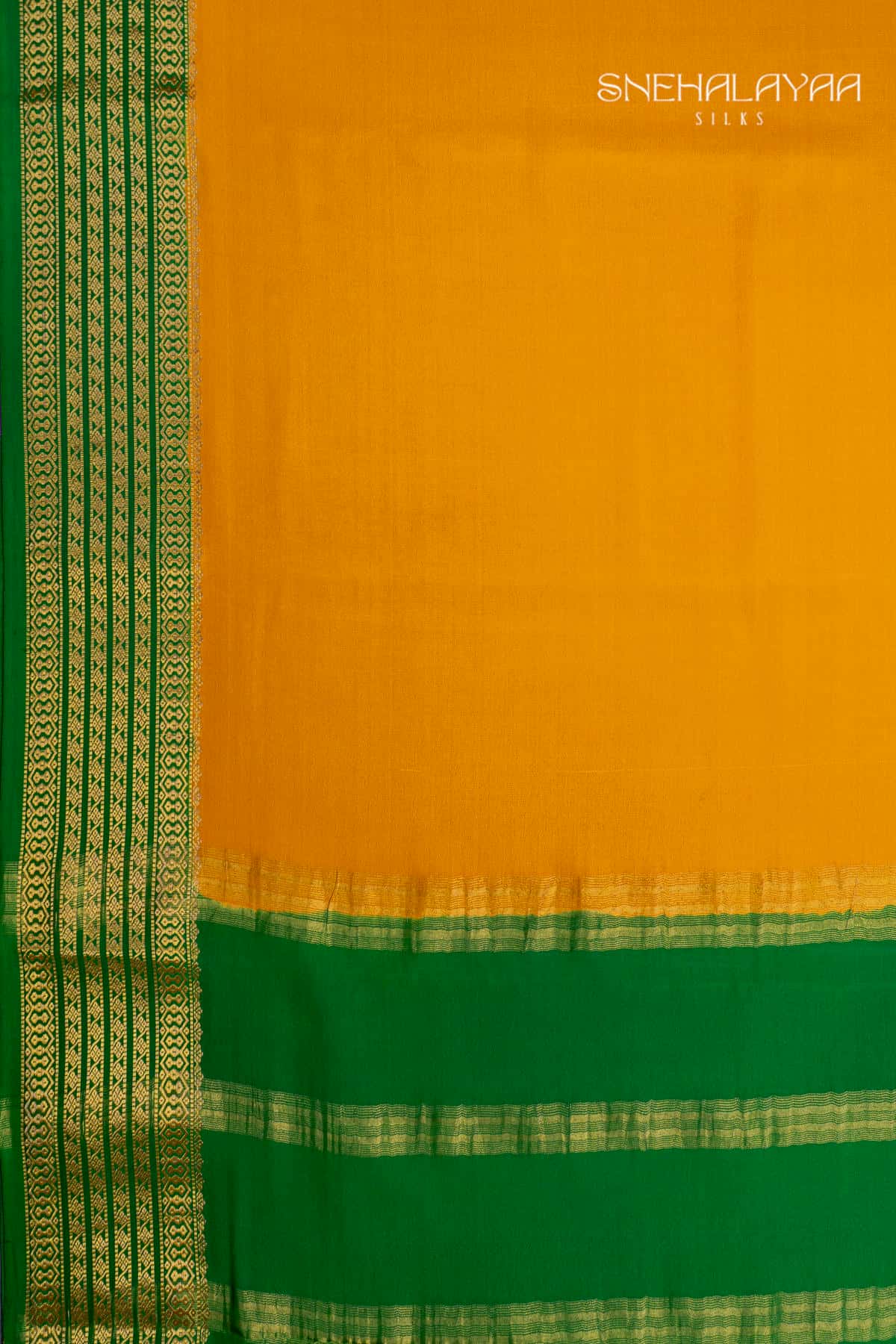 Mango Yellow Mysore Crepe Silk Saree - SPS15638