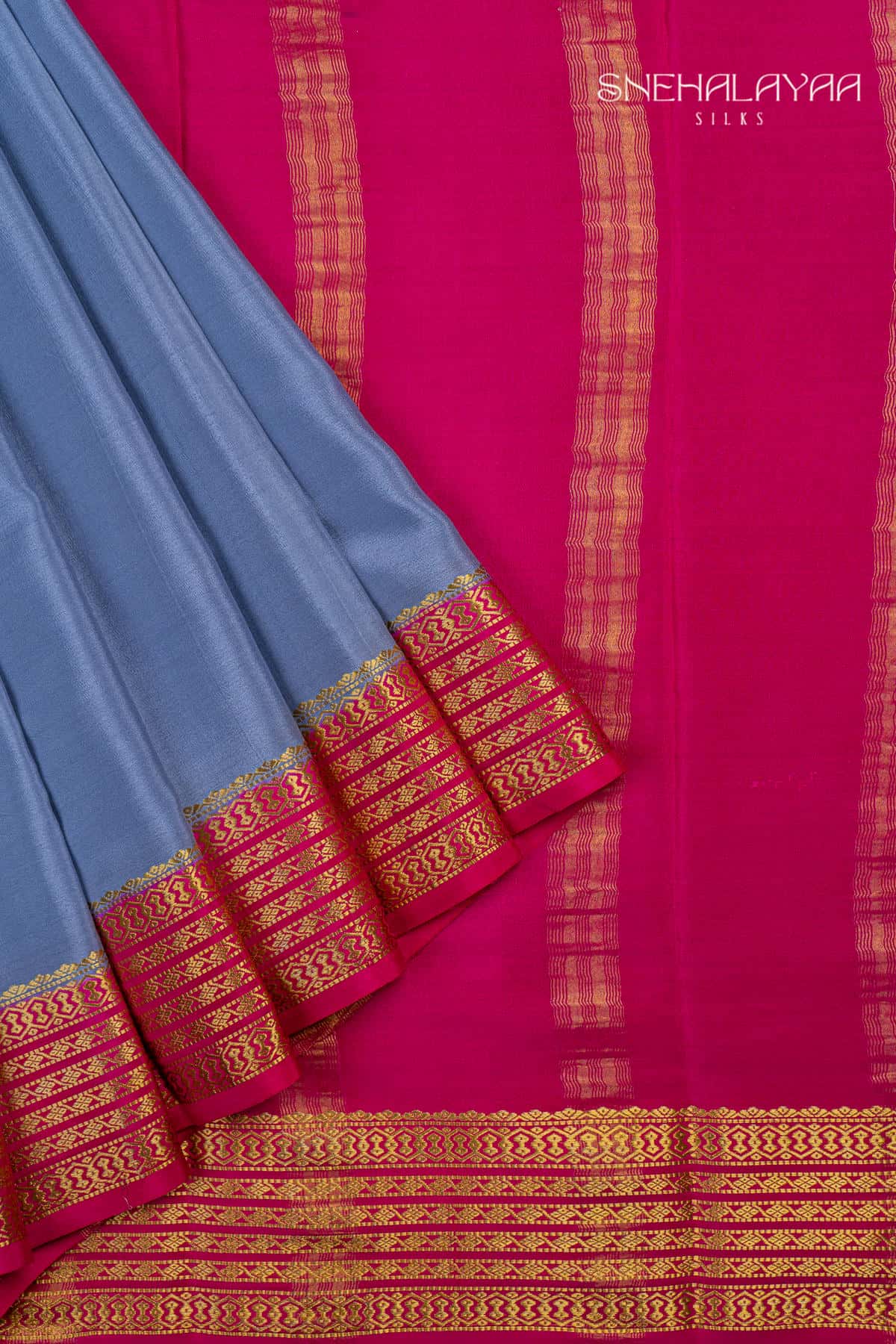 Blue Mysore Crepe Silk Saree