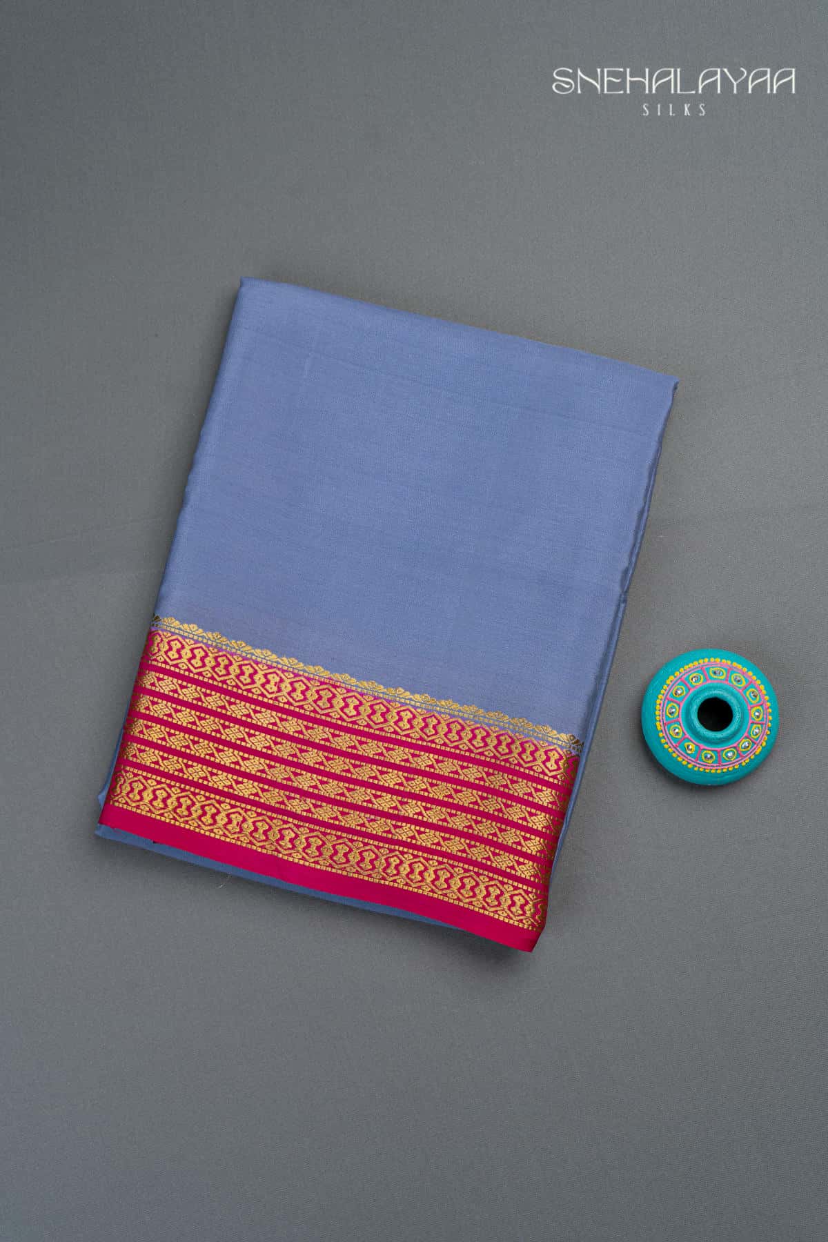 Blue Mysore Crepe Silk Saree