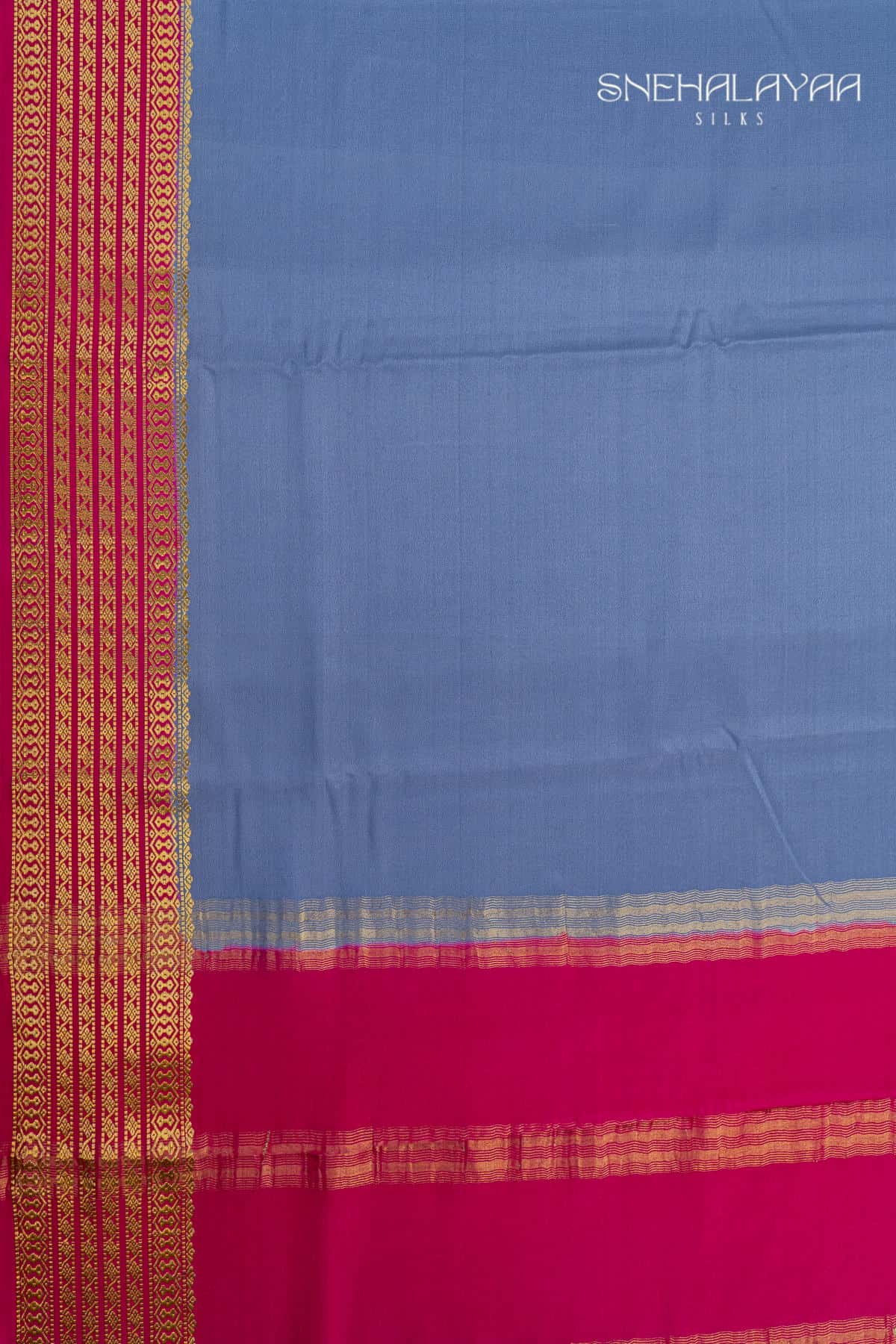 Blue Mysore Crepe Silk Saree