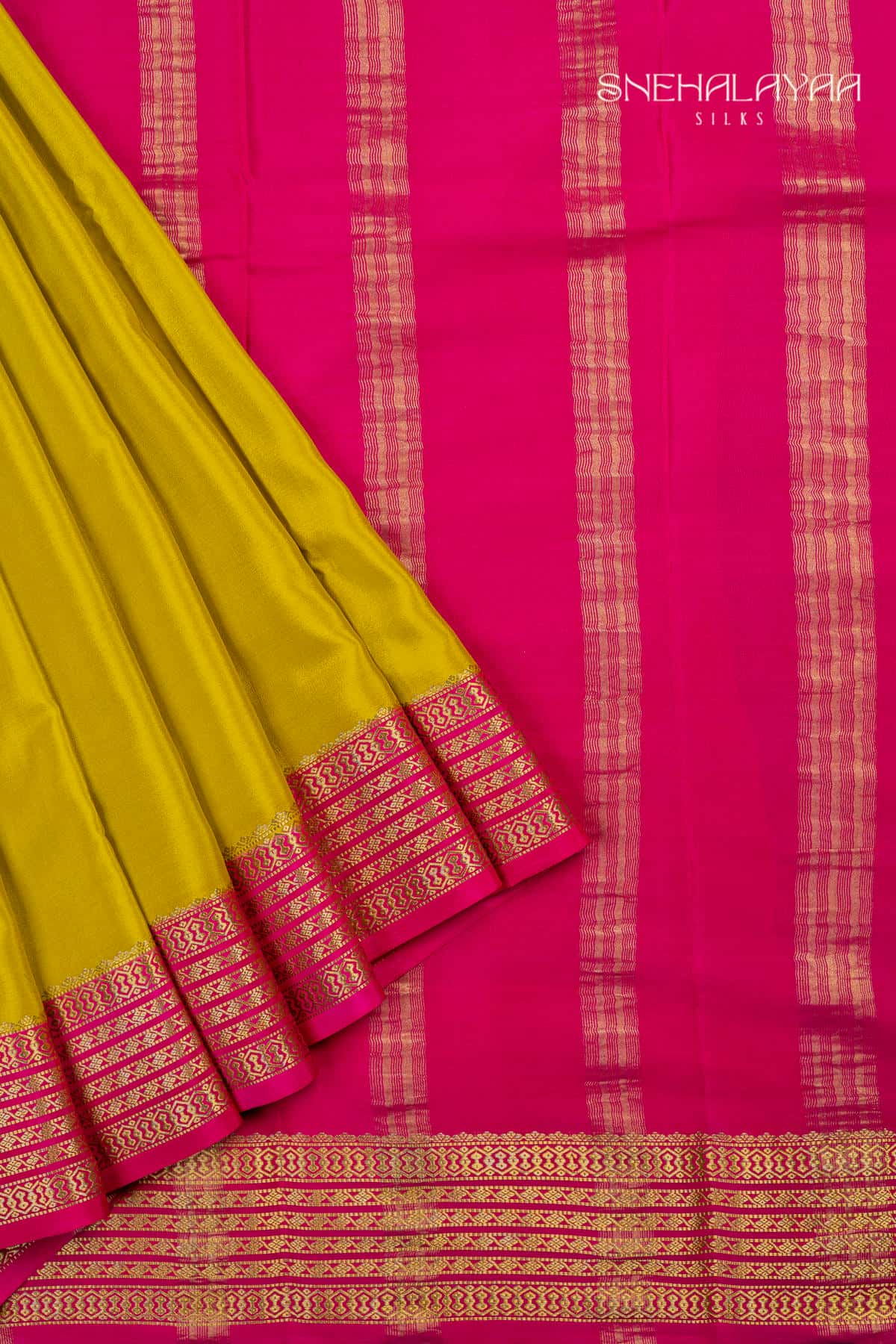 Yellow Mysore Crepe Silk Saree SPS15641
