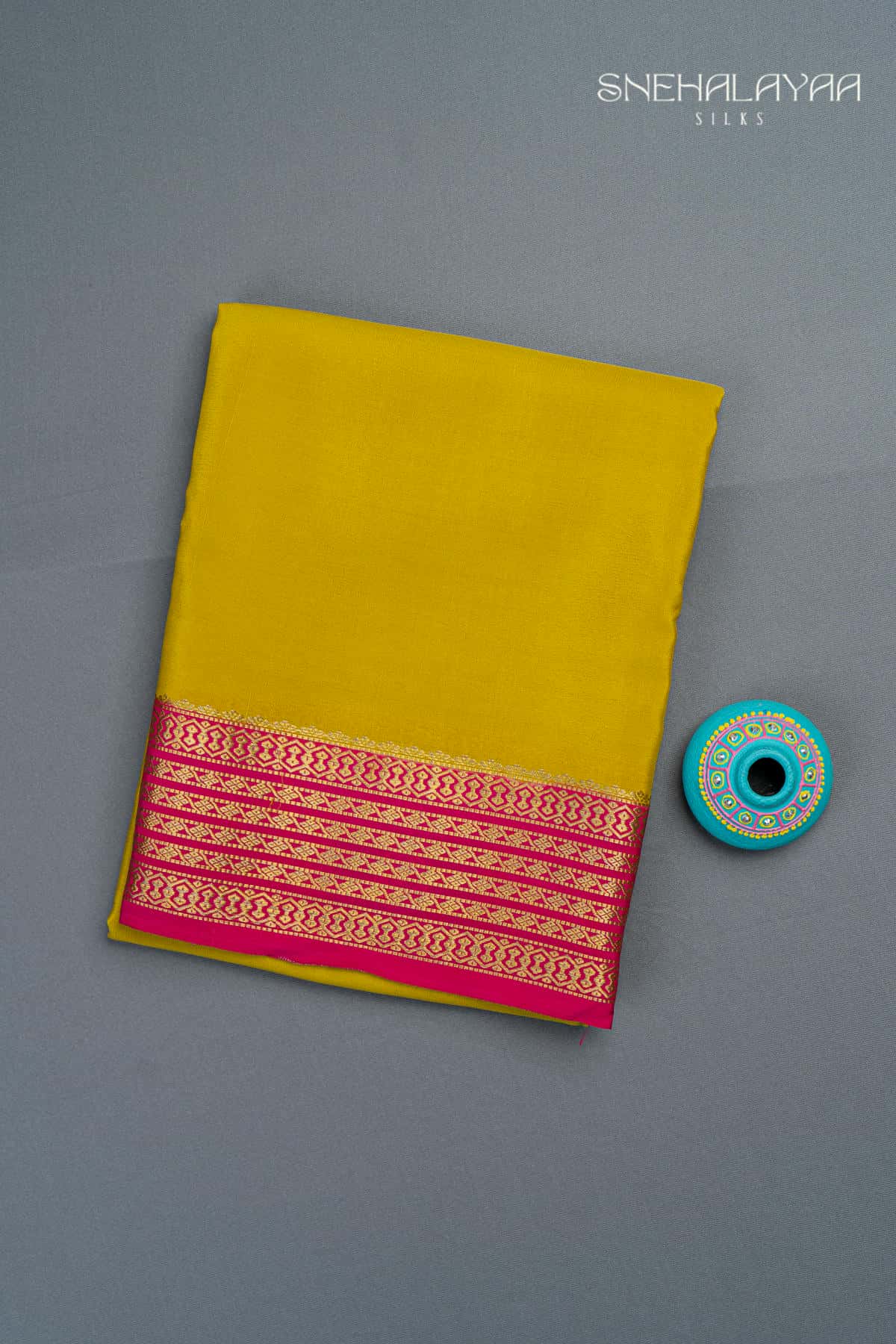 Yellow Mysore Crepe Silk Saree SPS15641