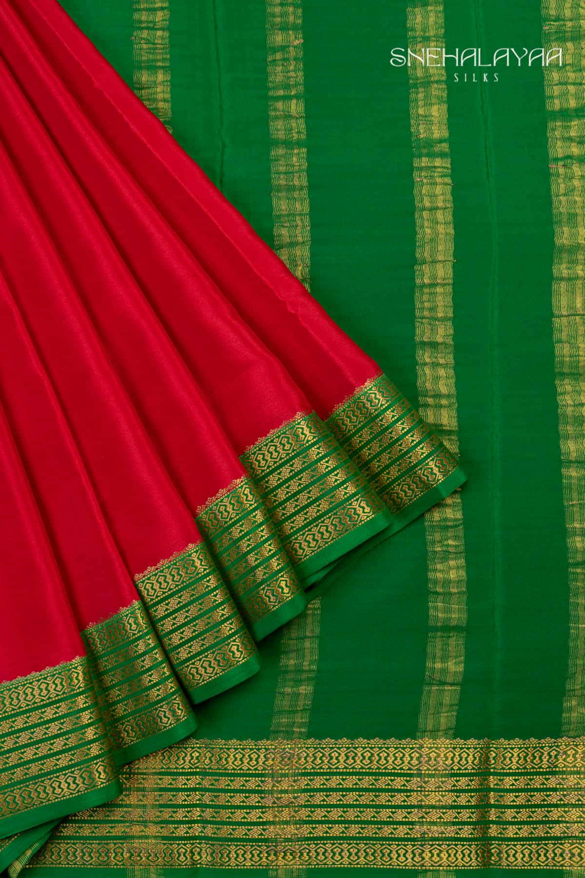 Red Mysore Crepe Silk Saree