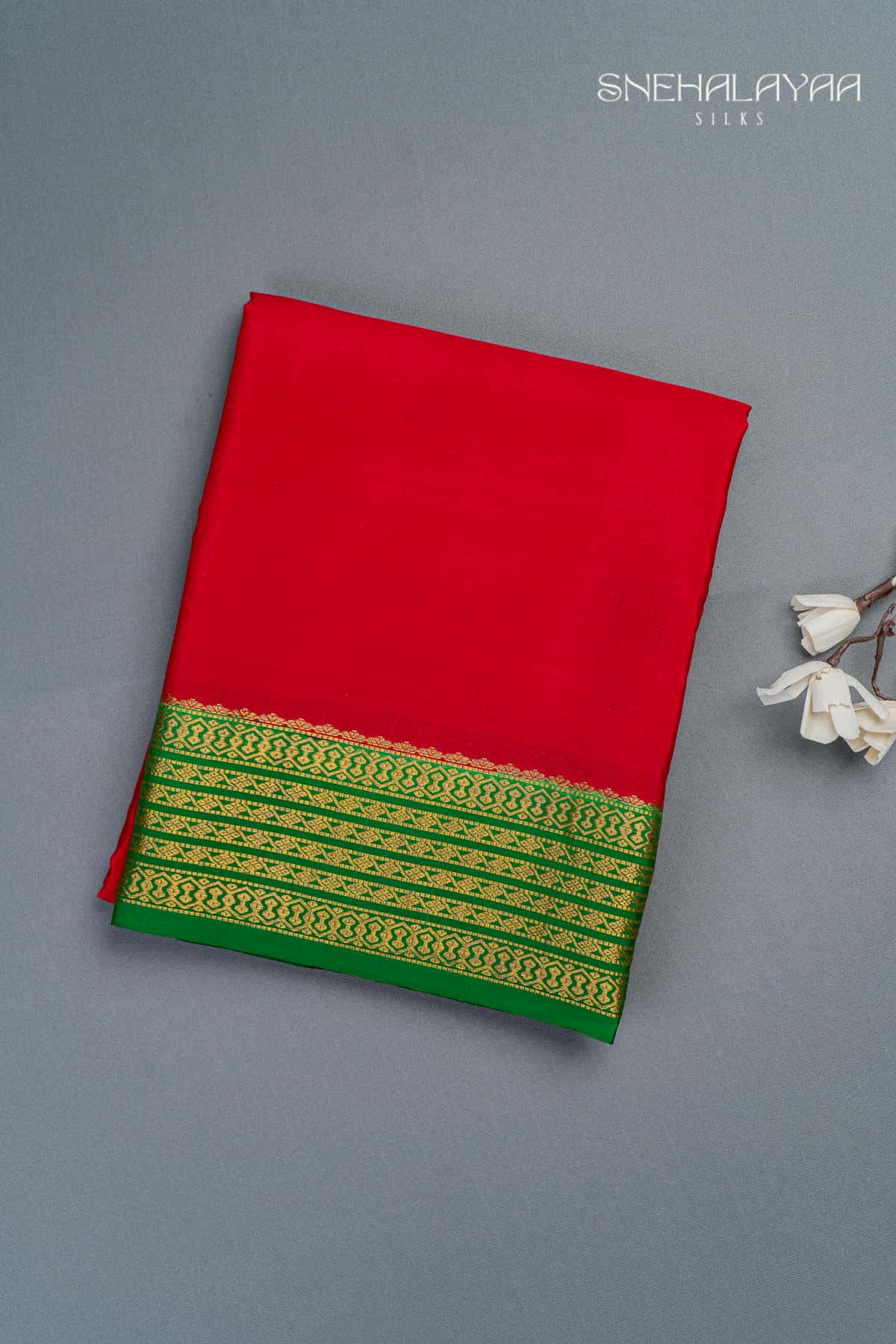 Red Mysore Crepe Silk Saree