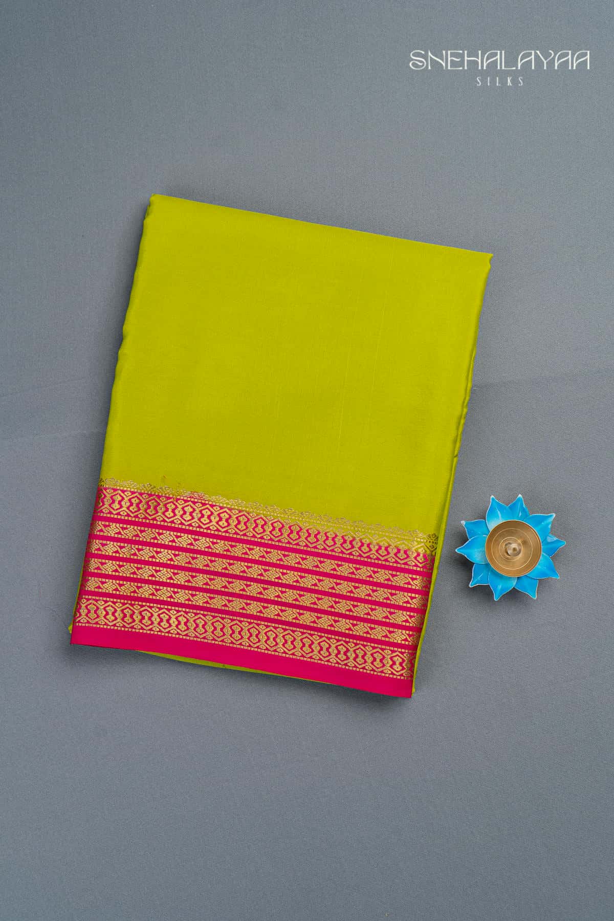 Parrot Green Mysore Crepe Silk Saree - SPS15647