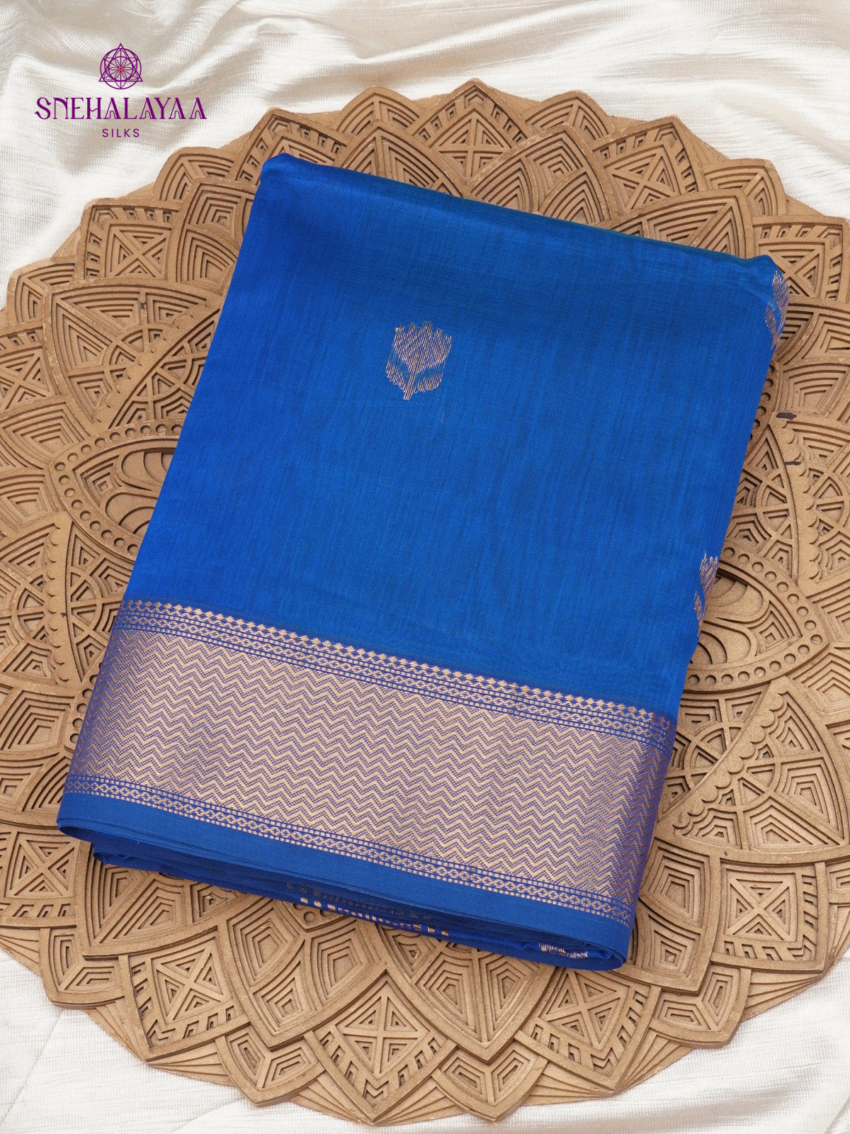 Royal Blue Maheshwari Silk Cotton Saree