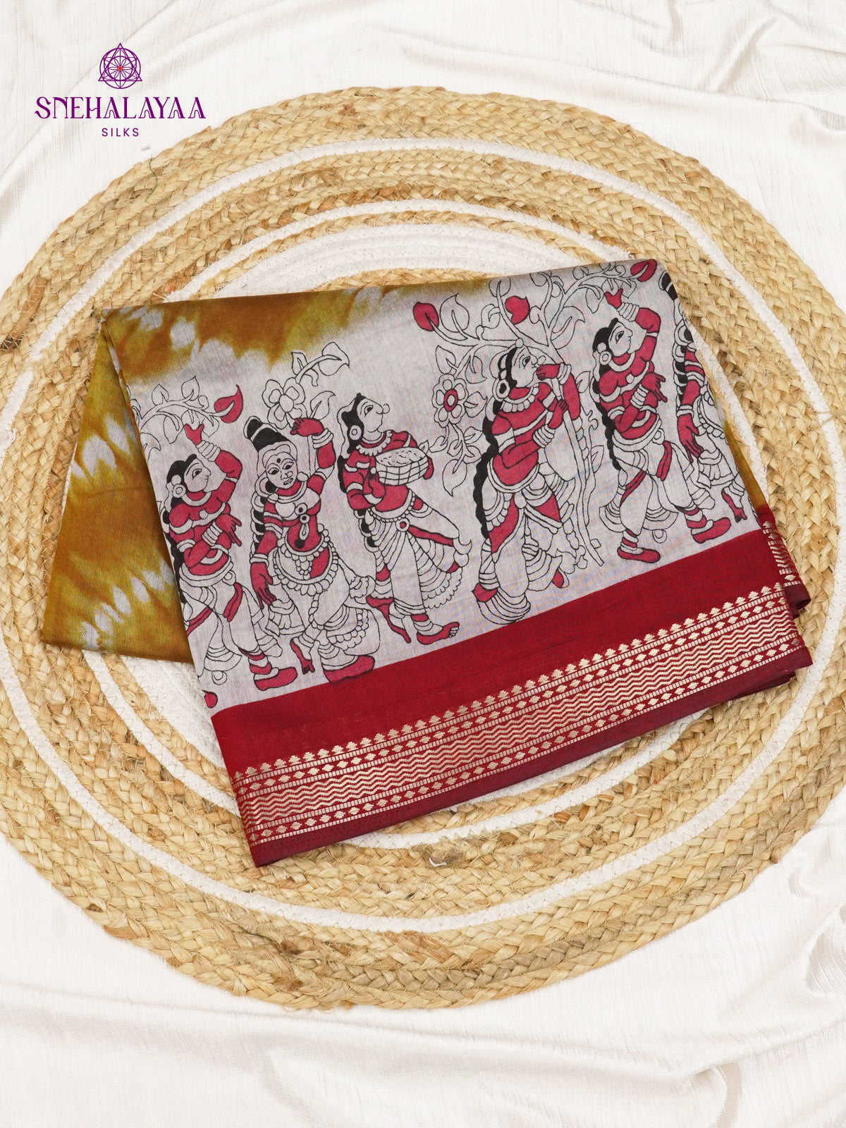 Antique Mustard Gold Chanderi Saree