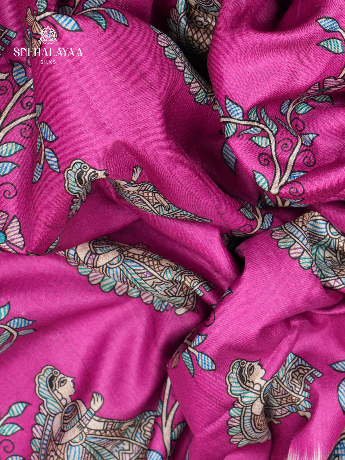 Pink Madhubani Printed Saree