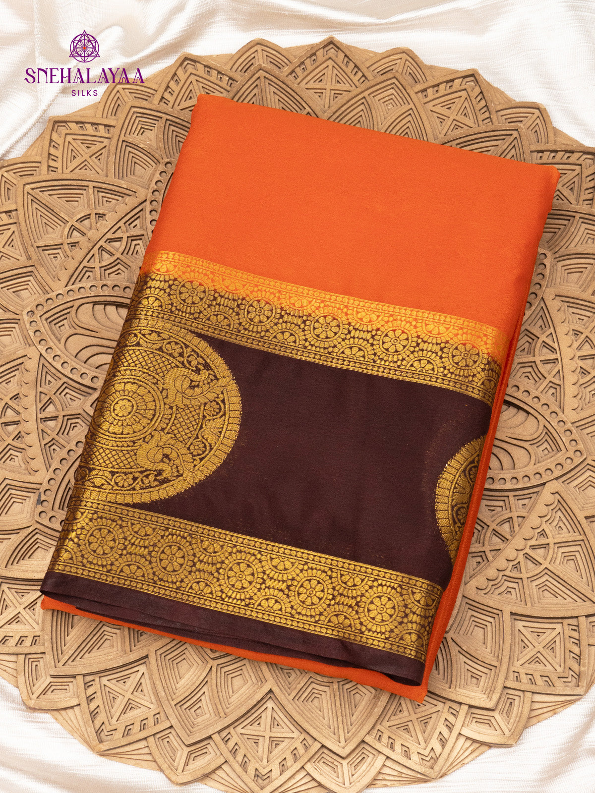 Orange Mysore Silk Saree