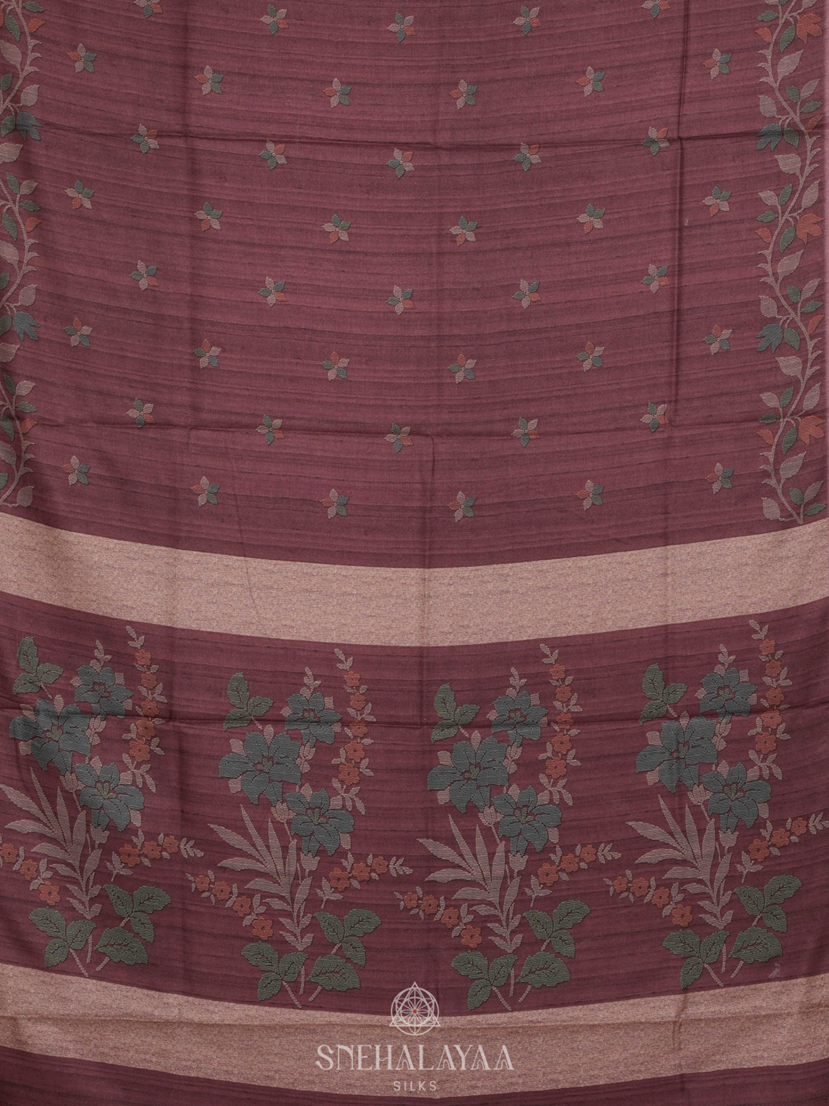 Maroon Tussar Saree