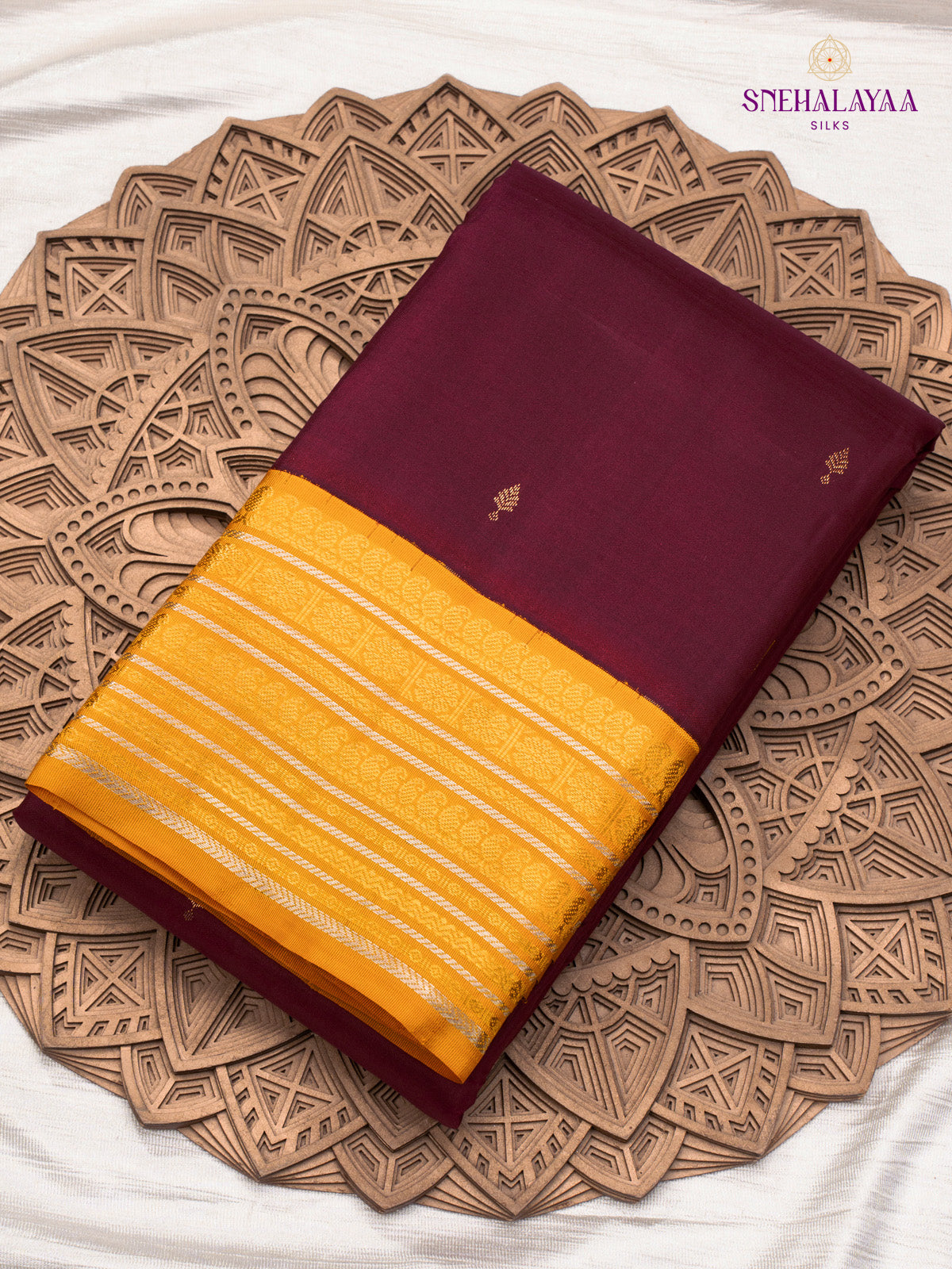 Maroon Korvai Kanjivaram Silk Saree