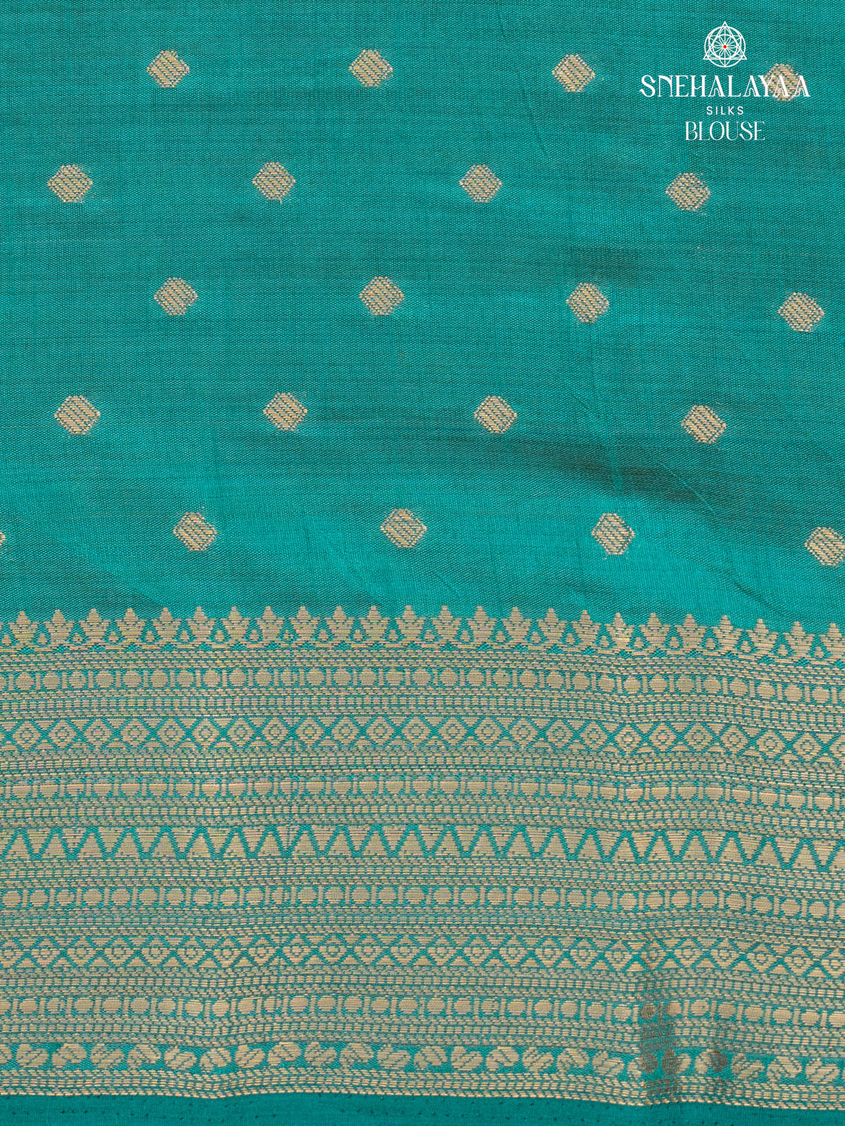 Teal Blue Raw Silk Saree
