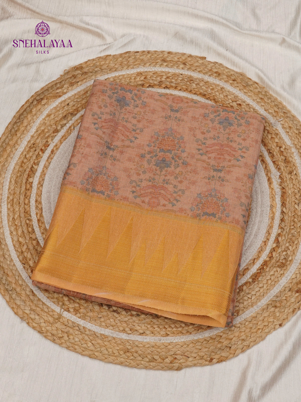 Peach Linen Tissue Saree