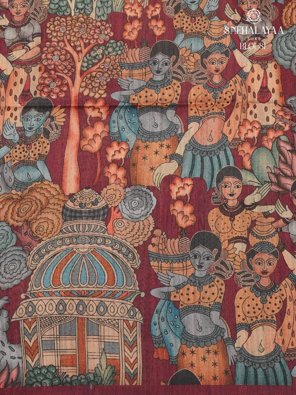 Pink Kalamkari Tussar Saree