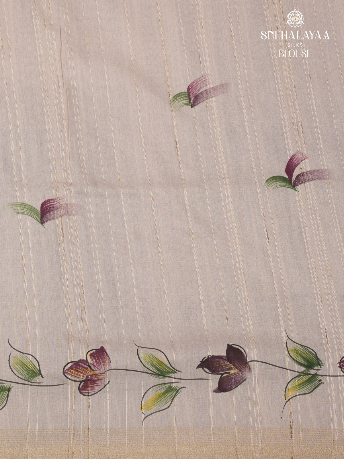 Dusty Rose Floral Printed Tussar Saree