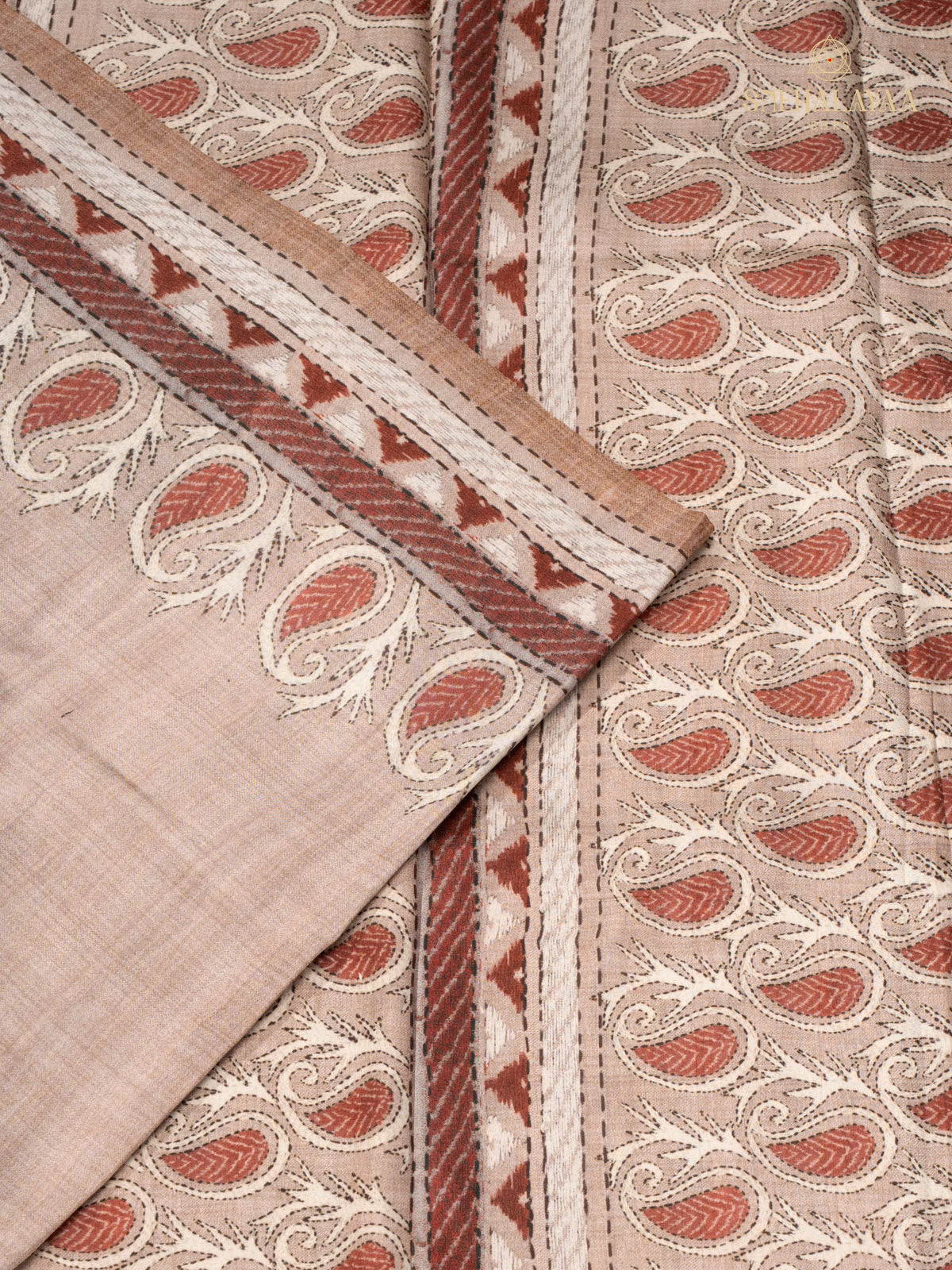 Beige Tussar Saree