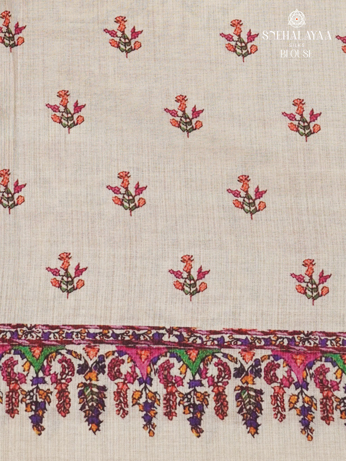 Beige With Pink Border Tussar Saree