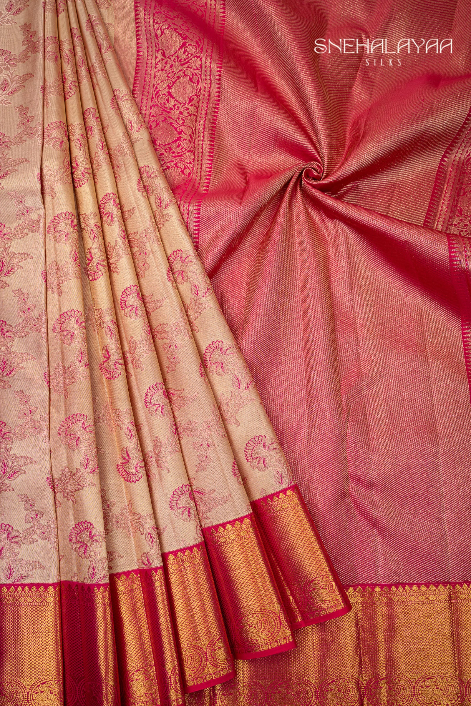 Beige Kancheevaram Silk Saree