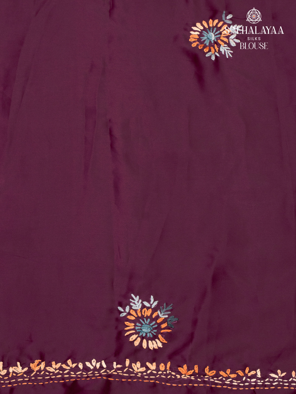 Burgundy Satin Embroidery Saree