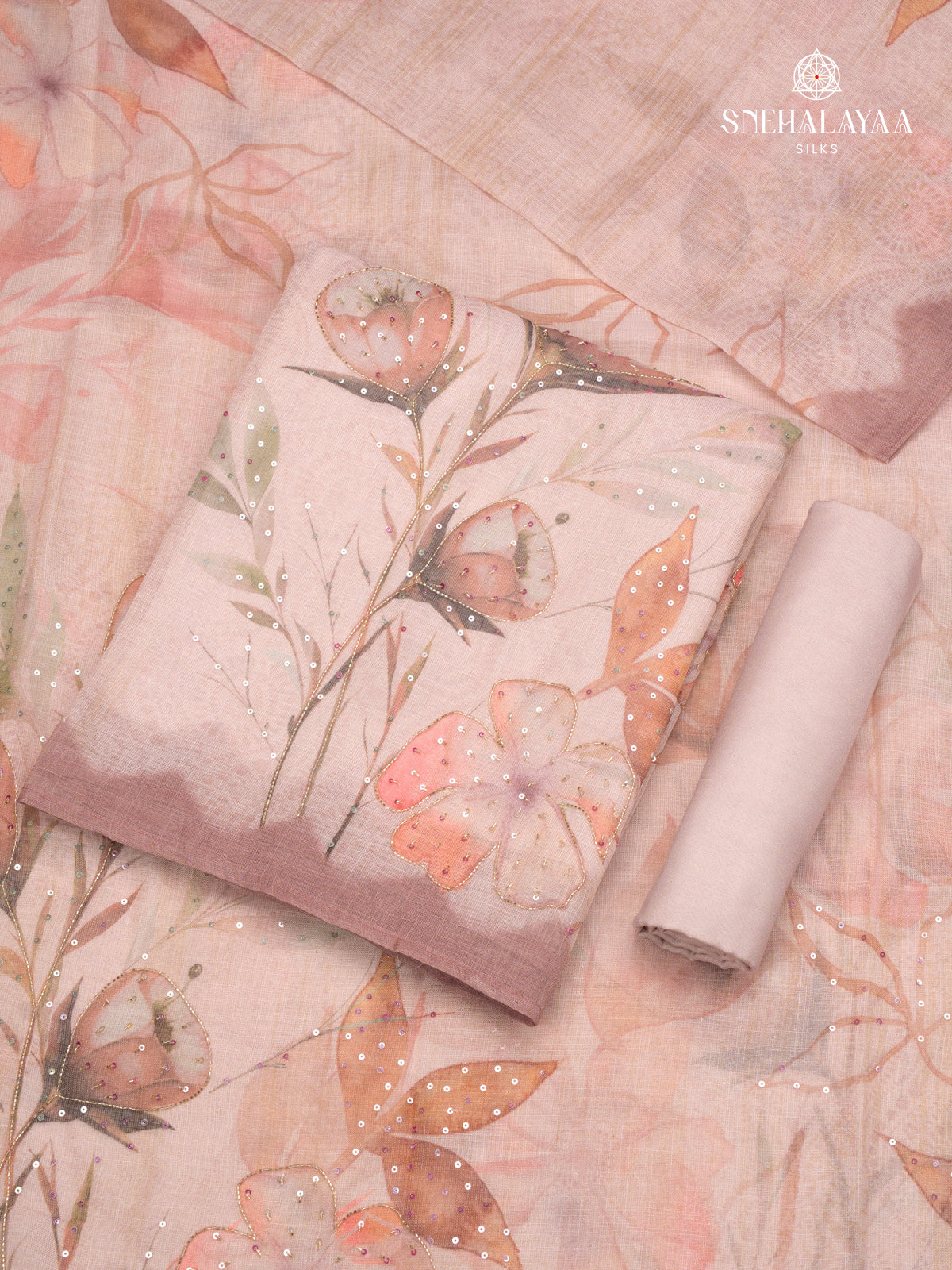 Peach Linen 3-Piece Salwar Suit Material