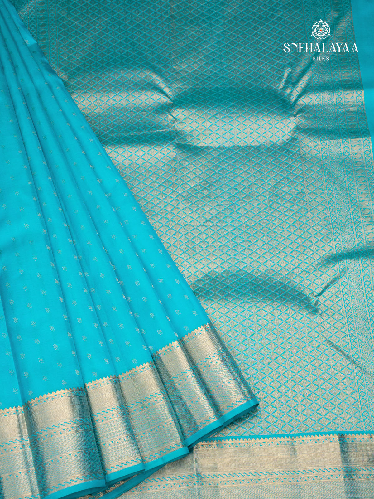 Turquoise Blue Kanjivaram Silk Saree