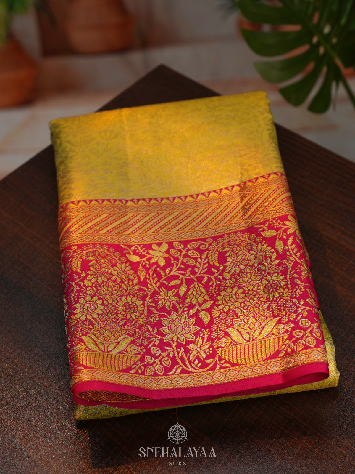 Lime Green Kanjivaram Silk Saree