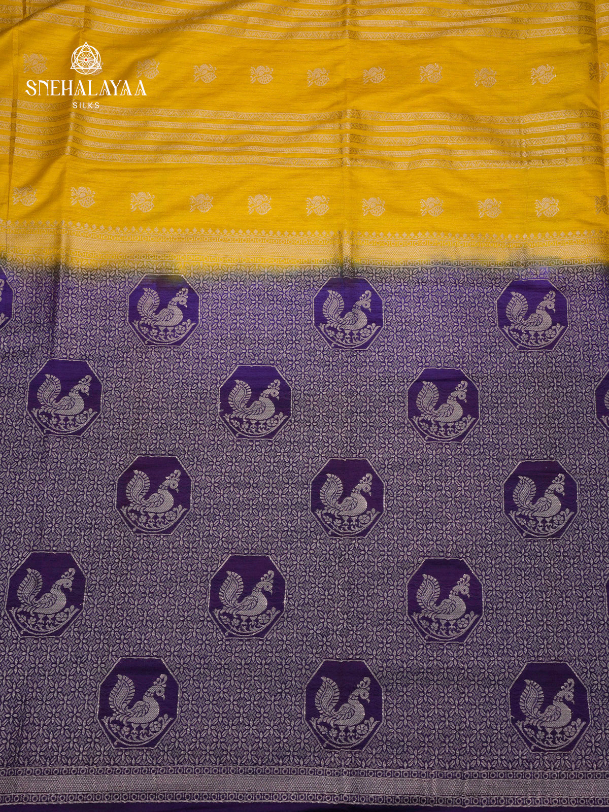 Mango Yellow Banaras Dola Silk Saree