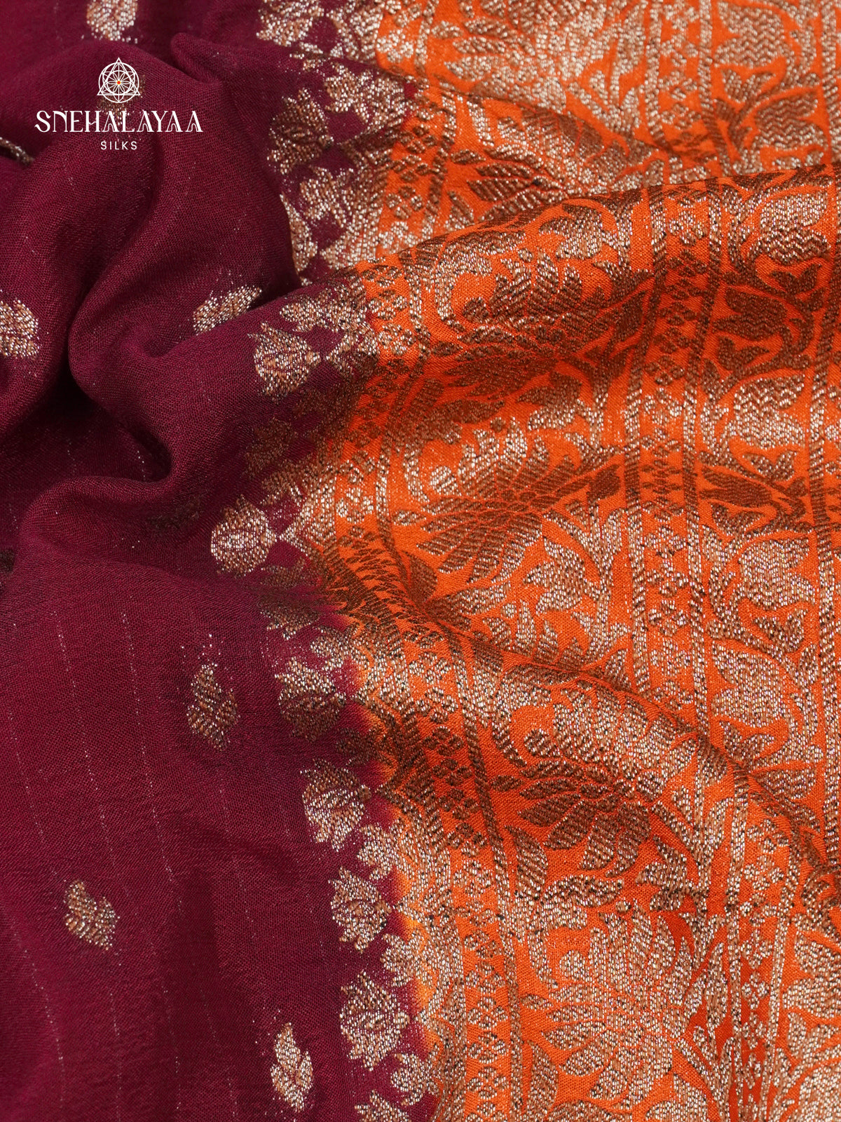 Maroon Banaras Crepe Silk Saree