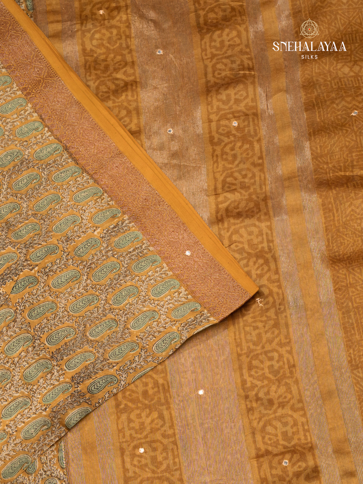 Mustard Yellow Chanderi Saree