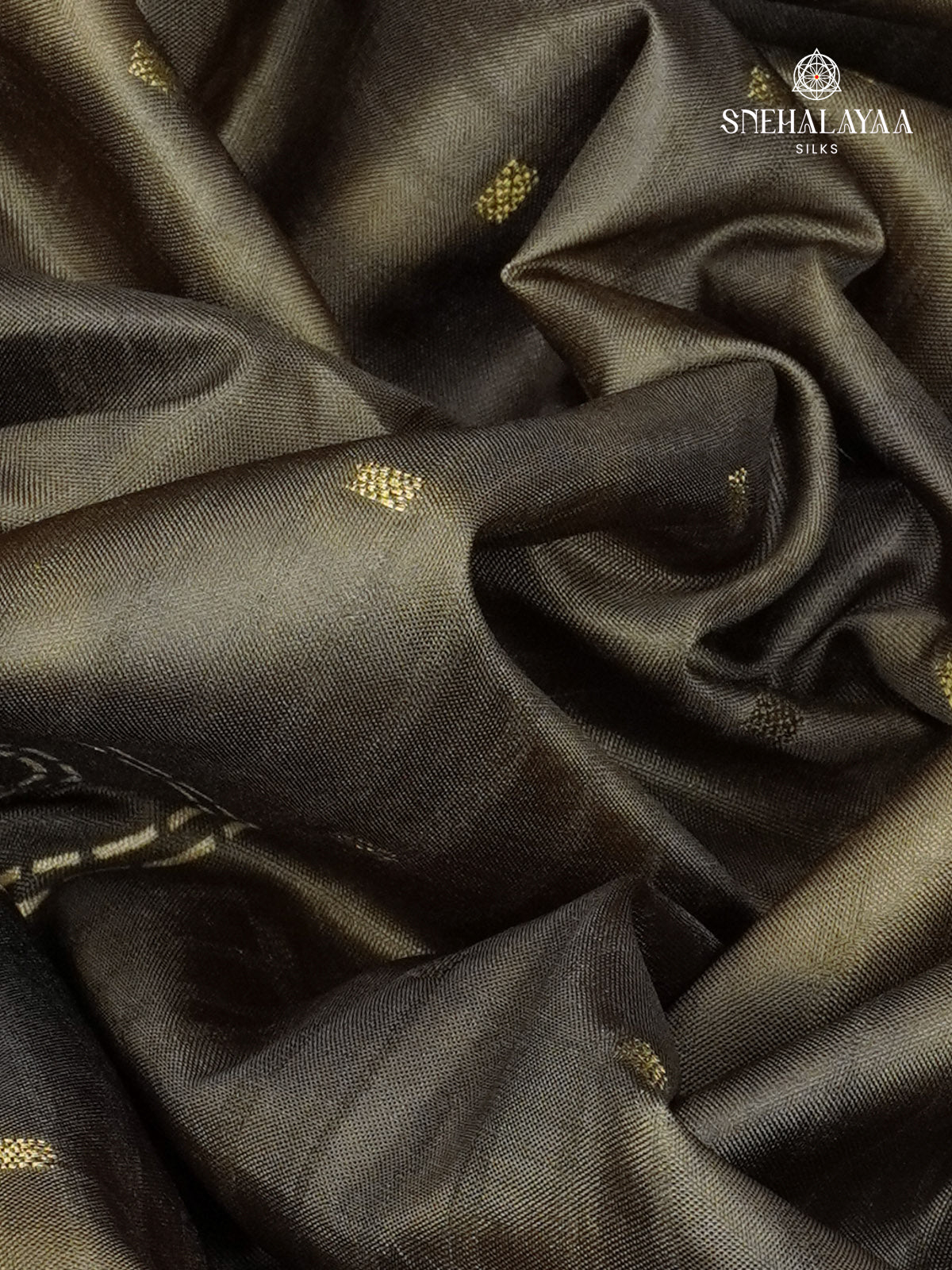 Olive Green Floral Printed Tussar Saree