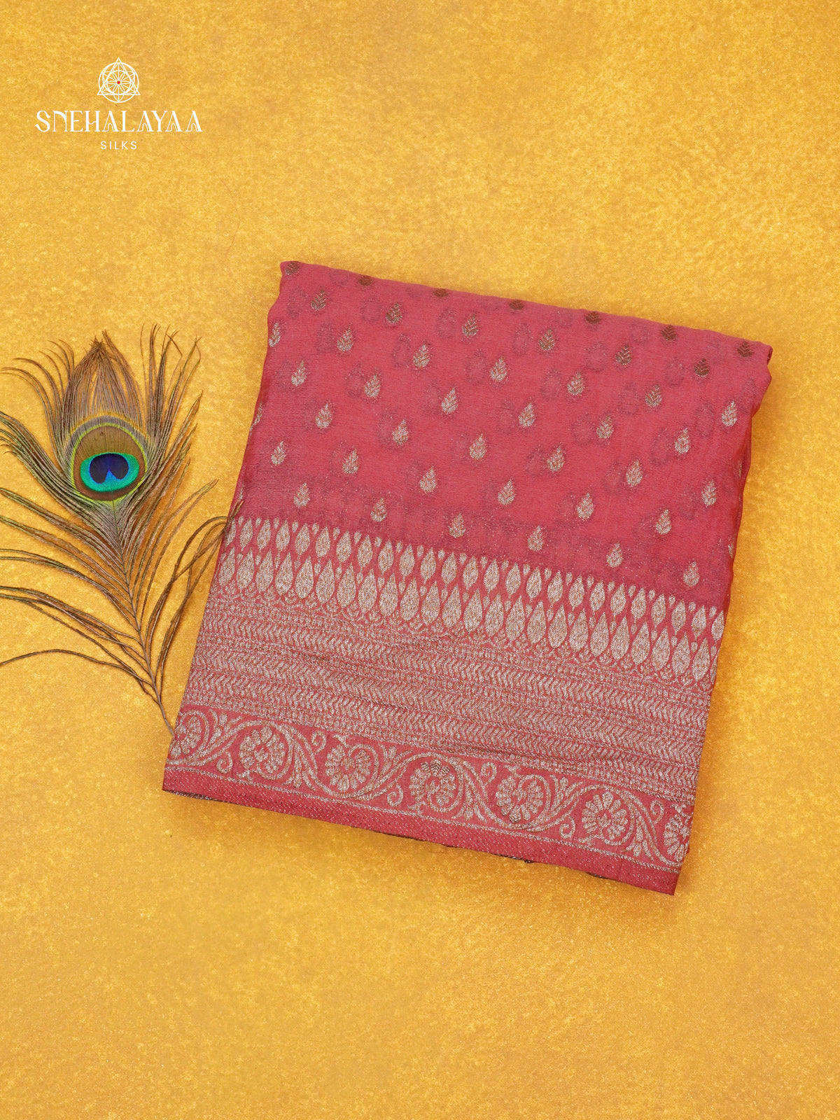 Pink Banaras Crepe Silk Saree