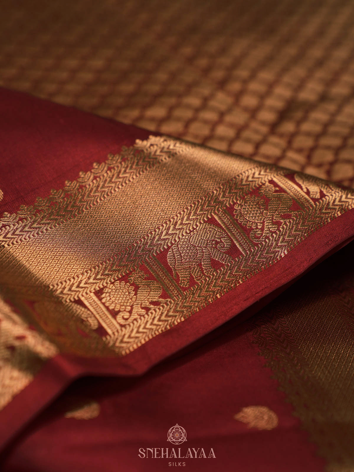 Maroon Kanjivaram silk saree