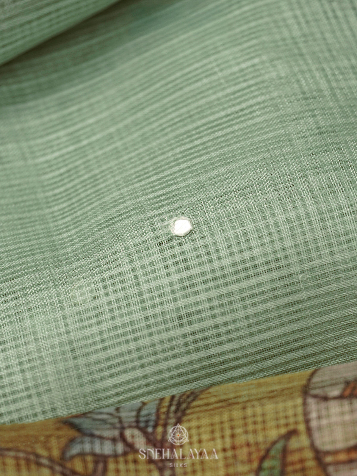 Pista Green Kota Embroidery Saree