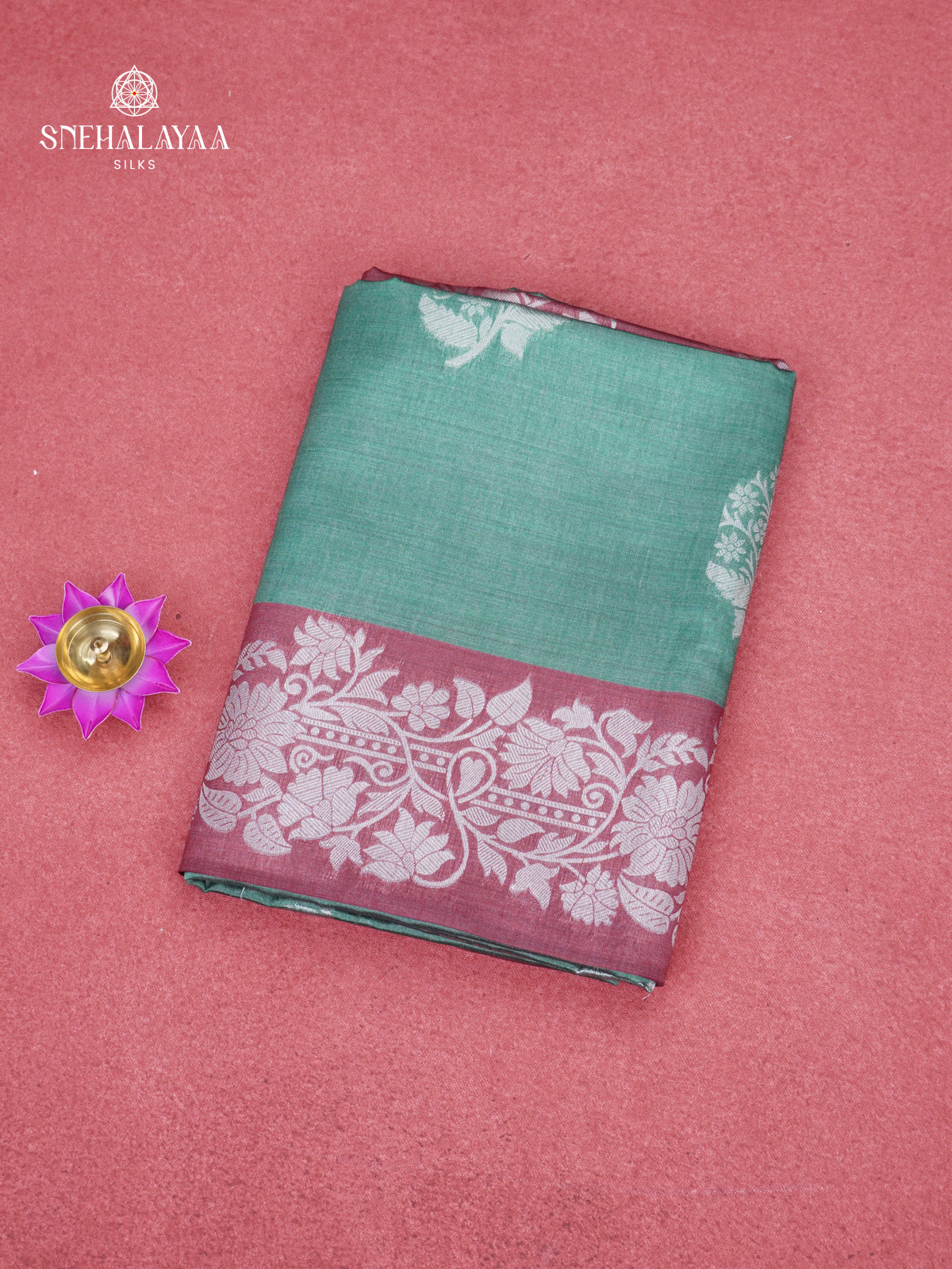 Teal Green Jute Saree