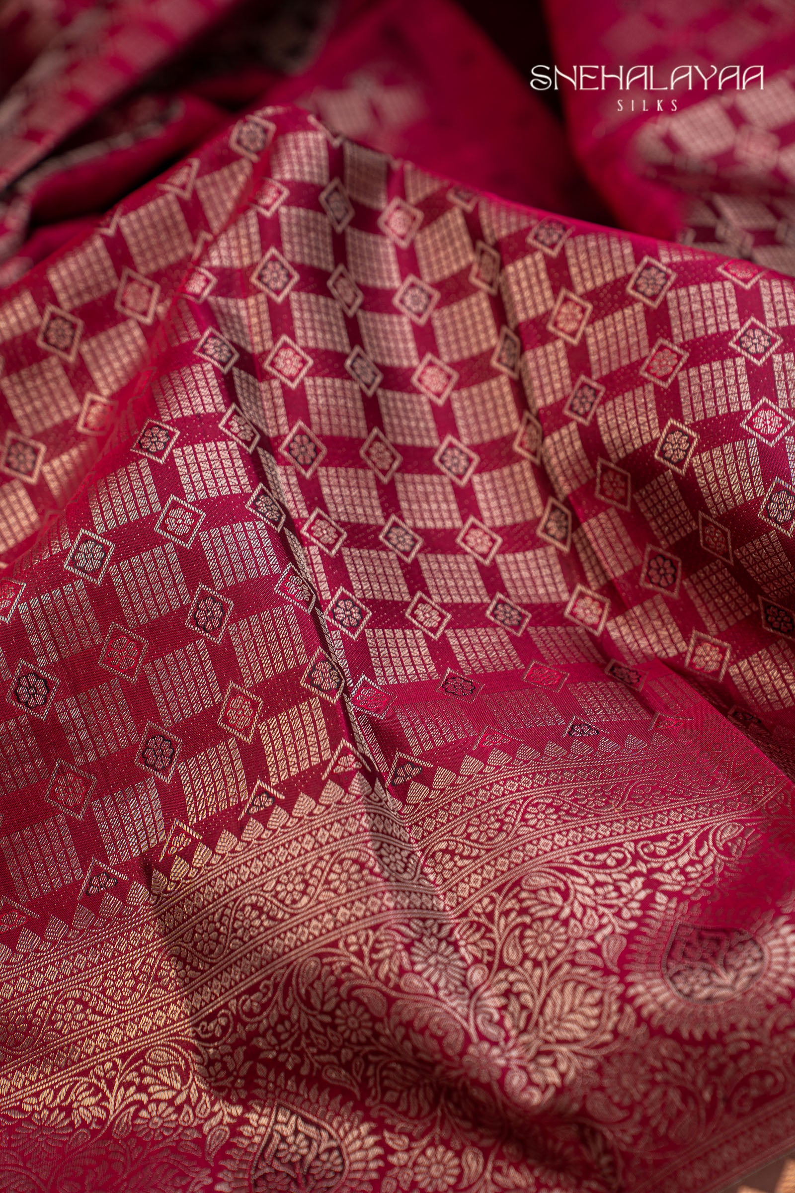 Ruby Red Kancheevaram Silk Saree